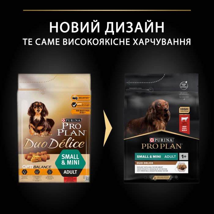 Сухий корм для собак PRO PLAN Small&Mini Adult Duo Delice дрібних порід з яловичиною 2,5 кг