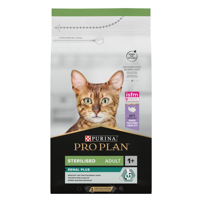 Сухий корм для котів  PRO PLAN Sterilised Adult 1+ Renal Plus після стерилізації з індичкою 1,5 кг