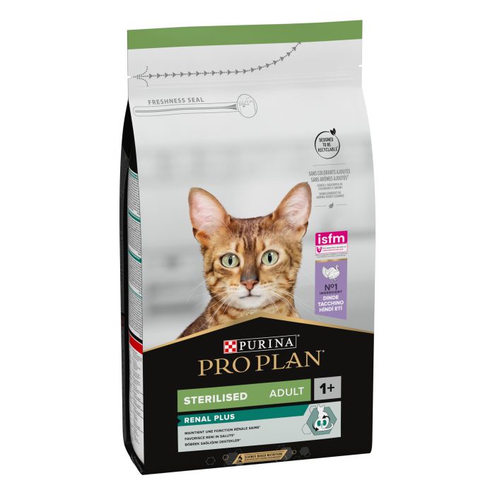 Сухий корм для котів  PRO PLAN Sterilised Adult 1+ Renal Plus після стерилізації з індичкою 1,5 кг