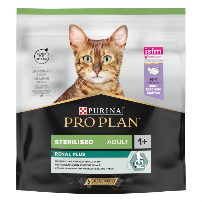 Сухий корм для котів  PRO PLAN Sterilised Adult 1+ Renal Plus  після стерилізації з індичкою 400 г