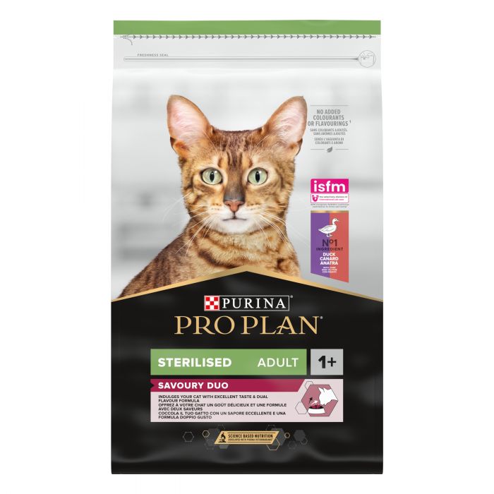 Сухий корм для котів  PRO PLAN Sterilised Adult 1+ Savoury Duo після стерилізації з качкою та печінкою 10 кг