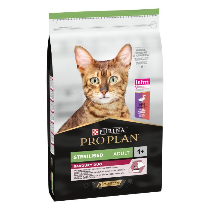 Сухий корм для котів  PRO PLAN Sterilised Adult 1+ Savoury Duo після стерилізації з качкою та печінкою 10 кг