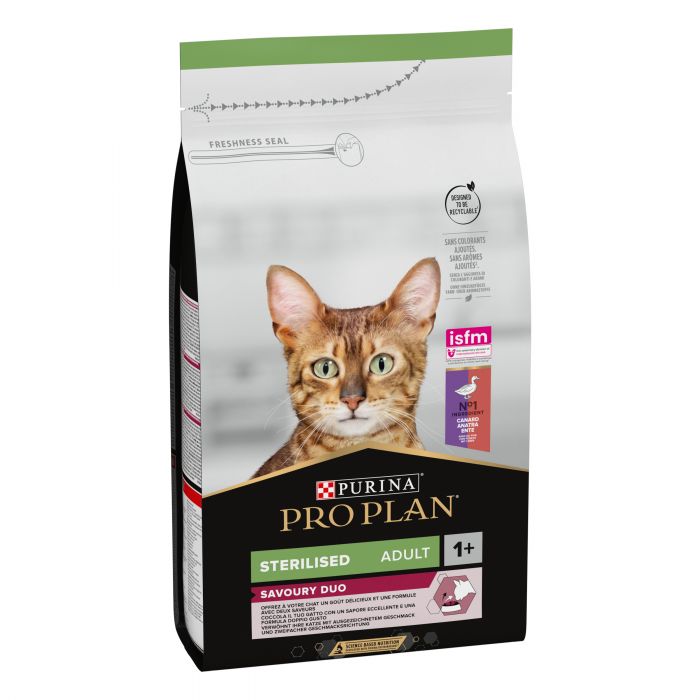 Сухий корм для котів  PRO PLAN Sterilised Adult 1+ Savoury Duo після стерилізації з качкою та печінкою 1,5 кг