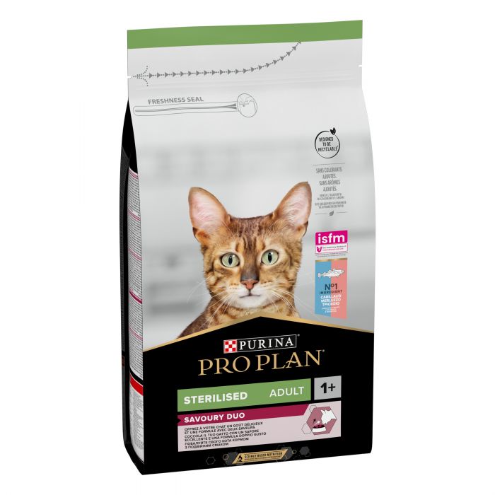 Сухой корм для кошек PRO PLAN Sterilised Adult 1+ Savoury Duo после стерилизации с треской и форелью 1,5 кг