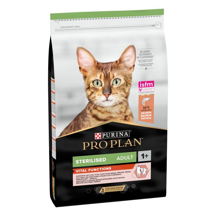 Сухой корм для кошек PRO PLAN Sterilised Adult 1+ Vital Functions после стерилизации с лососем 10 кг