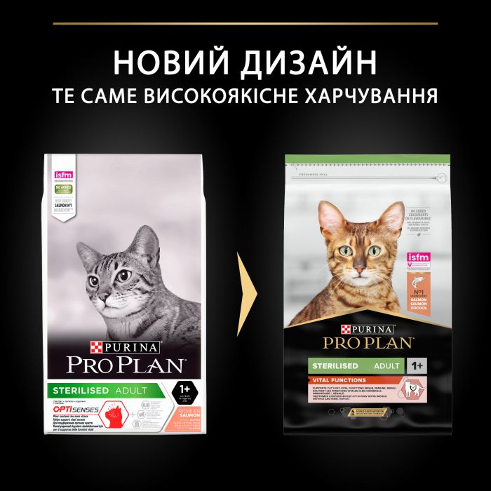 Сухой корм для кошек PRO PLAN Sterilised Adult 1+ Vital Functions после стерилизации с лососем 10 кг