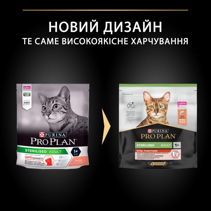 Сухой корм для кошек PRO PLAN Sterilised Adult 1+ Vital Functions после стерилизации с лососем 400 г
