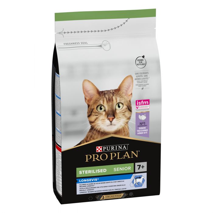 Сухий корм для котів  PRO PLAN Sterilised Senior 7+ Longevis після стерилізації з індичкою 1,5 кг