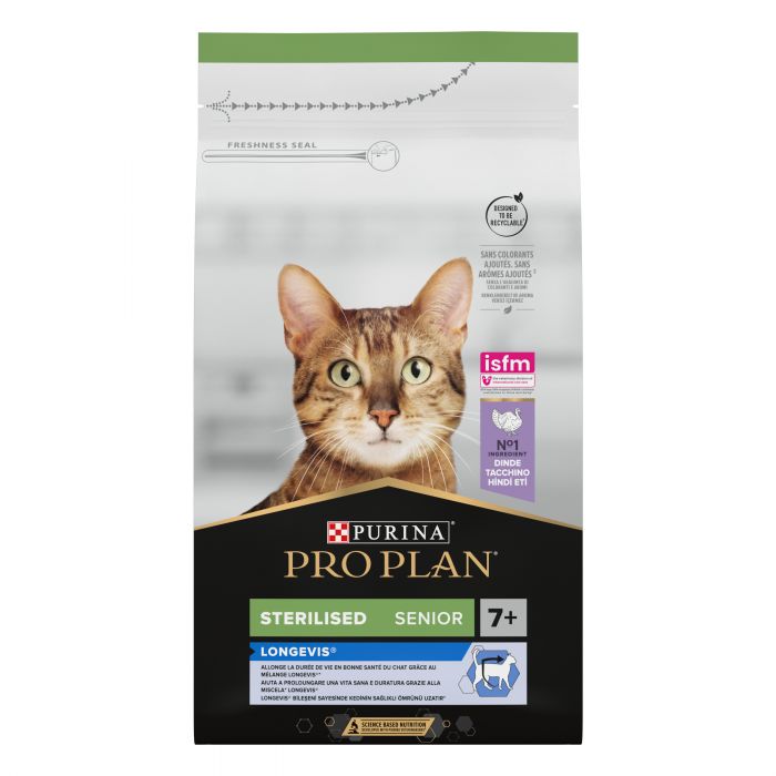 Сухий корм для котів  PRO PLAN Sterilised Senior 7+ Longevis після стерилізації з індичкою 1,5 кг
