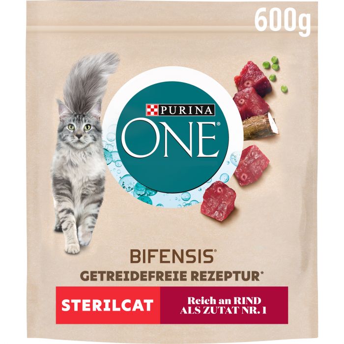 Сухий корм для дорослих котів після стерилізації PURINA ONE Grain Free комплекс Bifensis з яловичиною 600 г