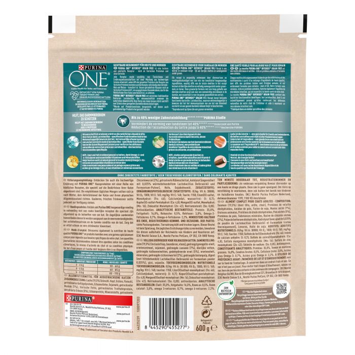 Сухий корм для дорослих котів PURINA ONE Grain Free (Грейн Фрі) комплекс Bifensis з лососем 600 г