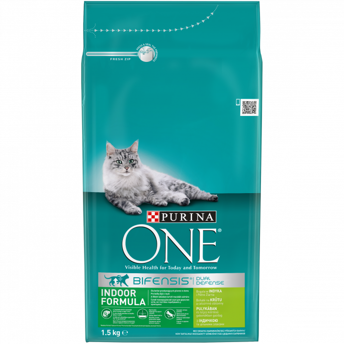 Сухий корм для дорослих котів PURINA ONE Indoor що постійно перебувають у приміщенні комплекс Bifensis з індичкою