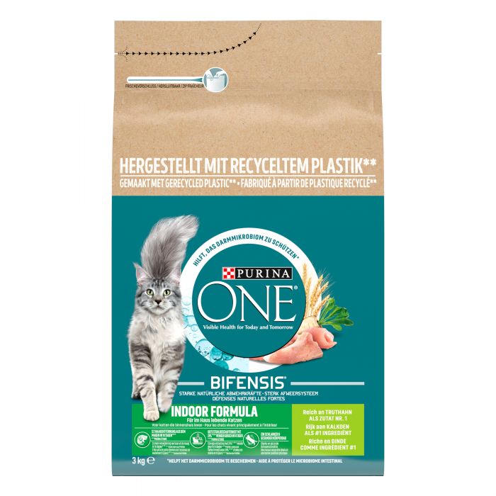 Сухий корм для дорослих котів PURINA ONE Indoor що постійно перебувають у приміщенні комплекс Bifensis з індичкою