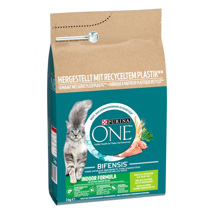 Сухий корм для дорослих котів PURINA ONE Indoor що постійно перебувають у приміщенні комплекс Bifensis з індичкою