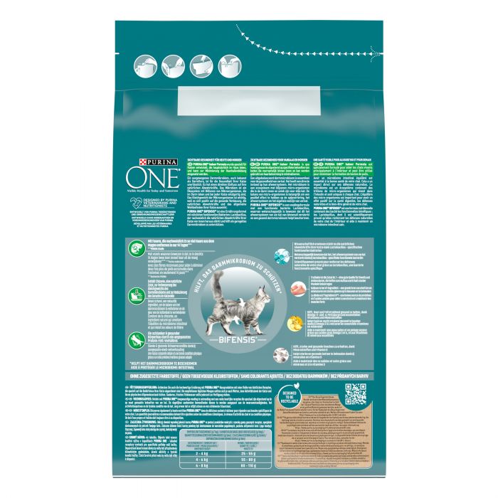 Сухий корм для дорослих котів PURINA ONE Indoor що постійно перебувають у приміщенні комплекс Bifensis з індичкою