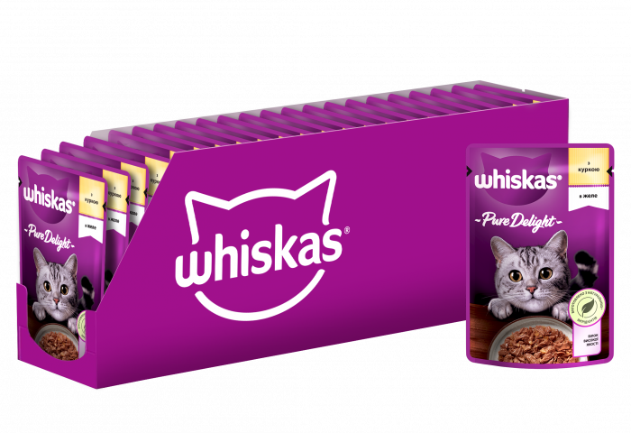 Упаковка вологого корму Whiskas Pure Delight курка в желе 28 шт. * 85 г