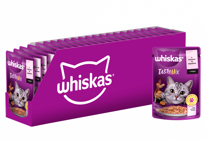 Упаковка вологого корму Whiskas TestyMix з лососем морква 28 шт. * 85 г