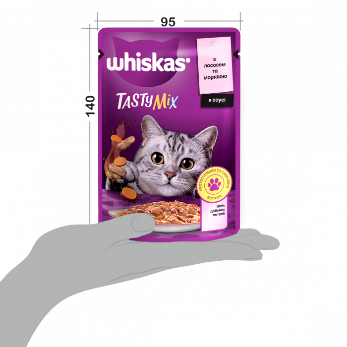 Упаковка вологого корму Whiskas TestyMix з лососем морква 28 шт. * 85 г