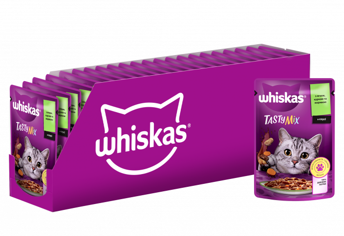Упаковка вологого корму Whiskas TestyMix з ягня курка морква 28 шт. * 85 г