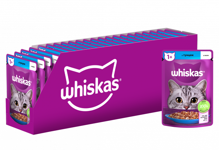 Упаковка вологого корму Whiskas з тунцем в желе 28 шт. * 85 г