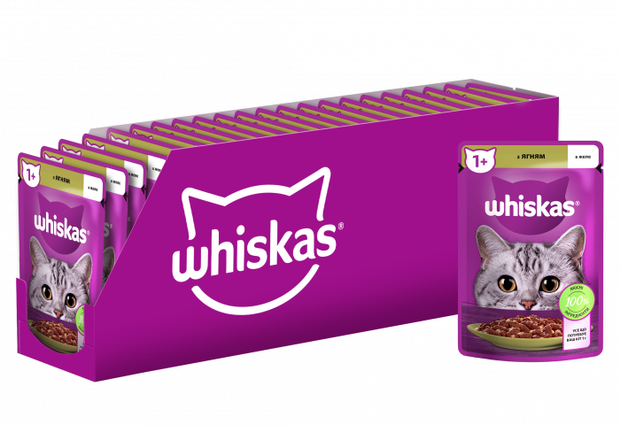 Упаковка вологого корму Whiskas з ягня в желе 28 шт. * 85 г