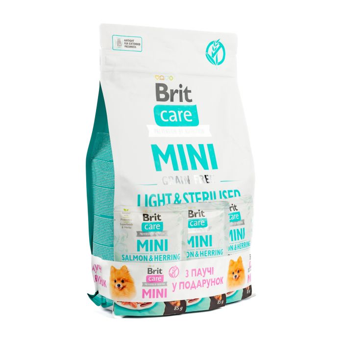НАБІР Сухий корм Brit Care Mini Sterilised стерилізованих собак малих порід з кролик і лосось 2 кг