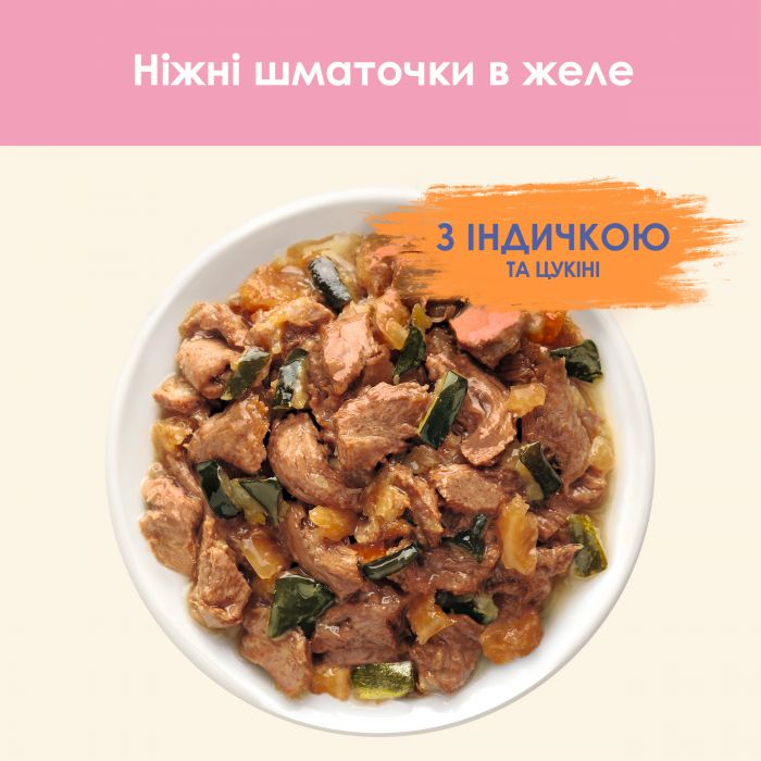 Влажный корм для котят CAT CHOW Kitten кусочки в желе с индейкой и цуккини 85 г