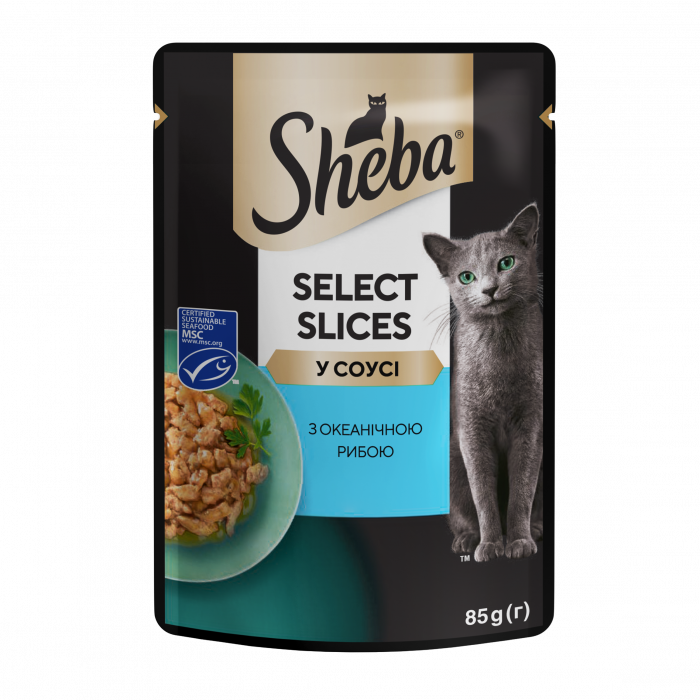 Вологий корм для кішок SHEBA з океанічною рибою в соус 85г