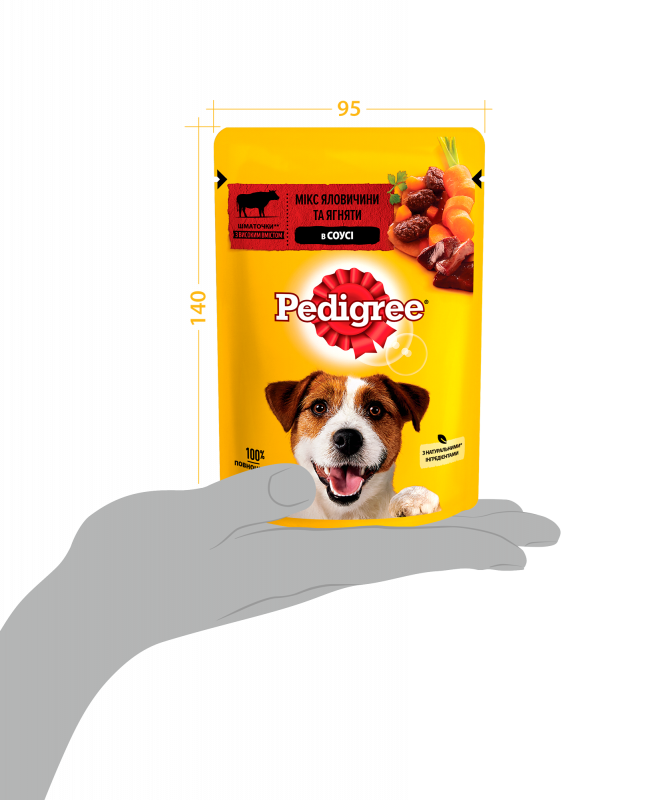 Влажный корм для собак Pedigree Говядина Ягненок в соусе 100 г