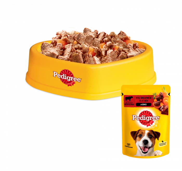 Влажный корм для собак Pedigree Говядина Ягненок в соусе 100 г