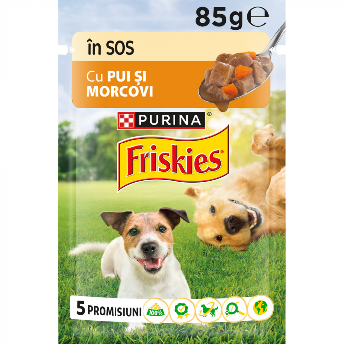 Влажный корм для собак FRISKIES Adult кусочки в соусе с курицей и морковью 100 г
