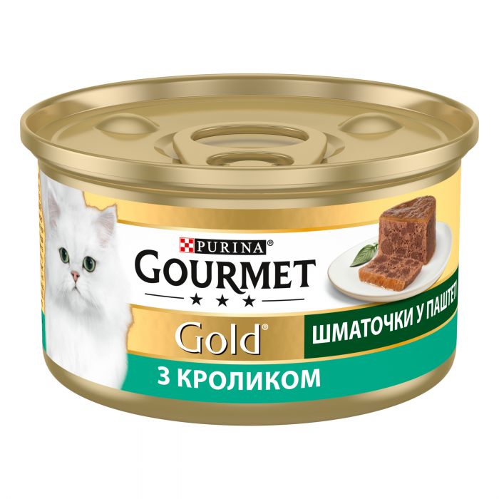 Вологий корм для дорослих котів Purina Gourmet Gold шматочки у паштеті з кроликом 85 г
