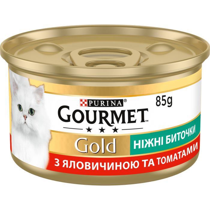 Вологий корм для дорослих котів Purina Gourmet Gold "Ніжні биточки" з яловичиною та томатами 85 г