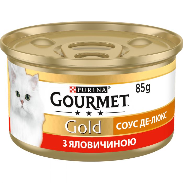 Вологий корм для дорослих котів Purina Gourmet Gold "Соус Де-Люкс" шматочки в соусі з яловичиною 85 г